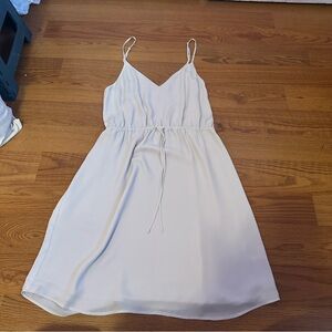 Aritzia Babaton Casimir Mini Dress Sleeveless V-Neck Light Beige Off White S